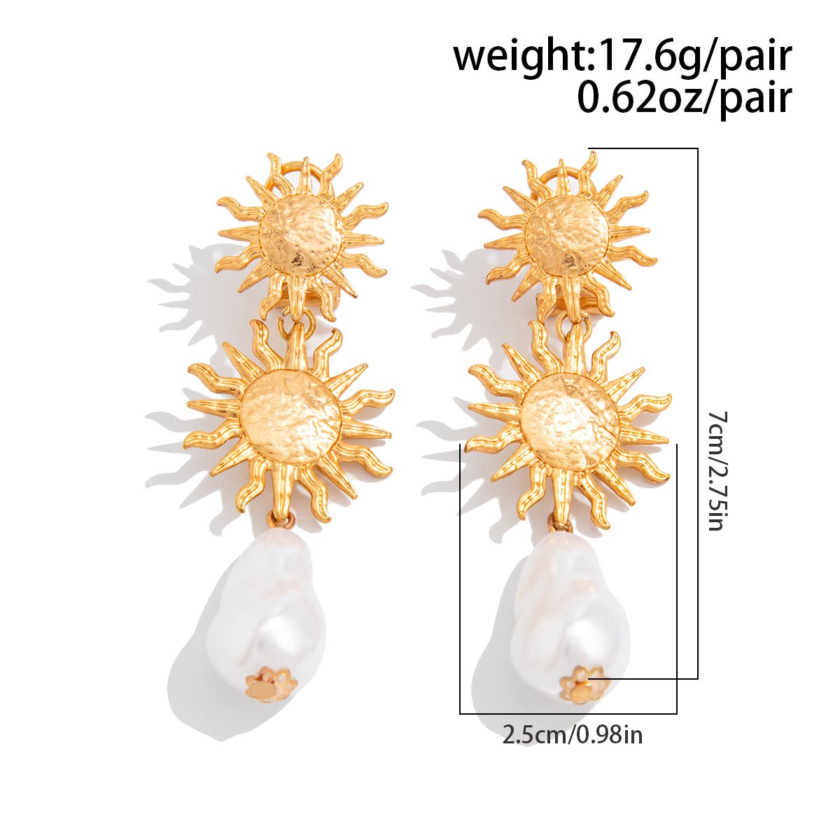 Bohemia Dangling Sun Pearl Earrings - ArtGalleryZen