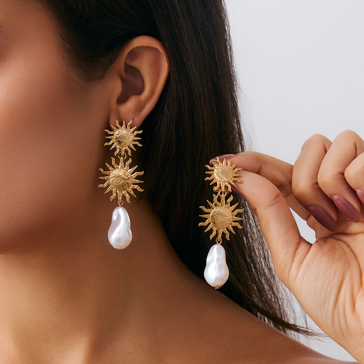 Bohemia Dangling Sun Pearl Earrings - ArtGalleryZen