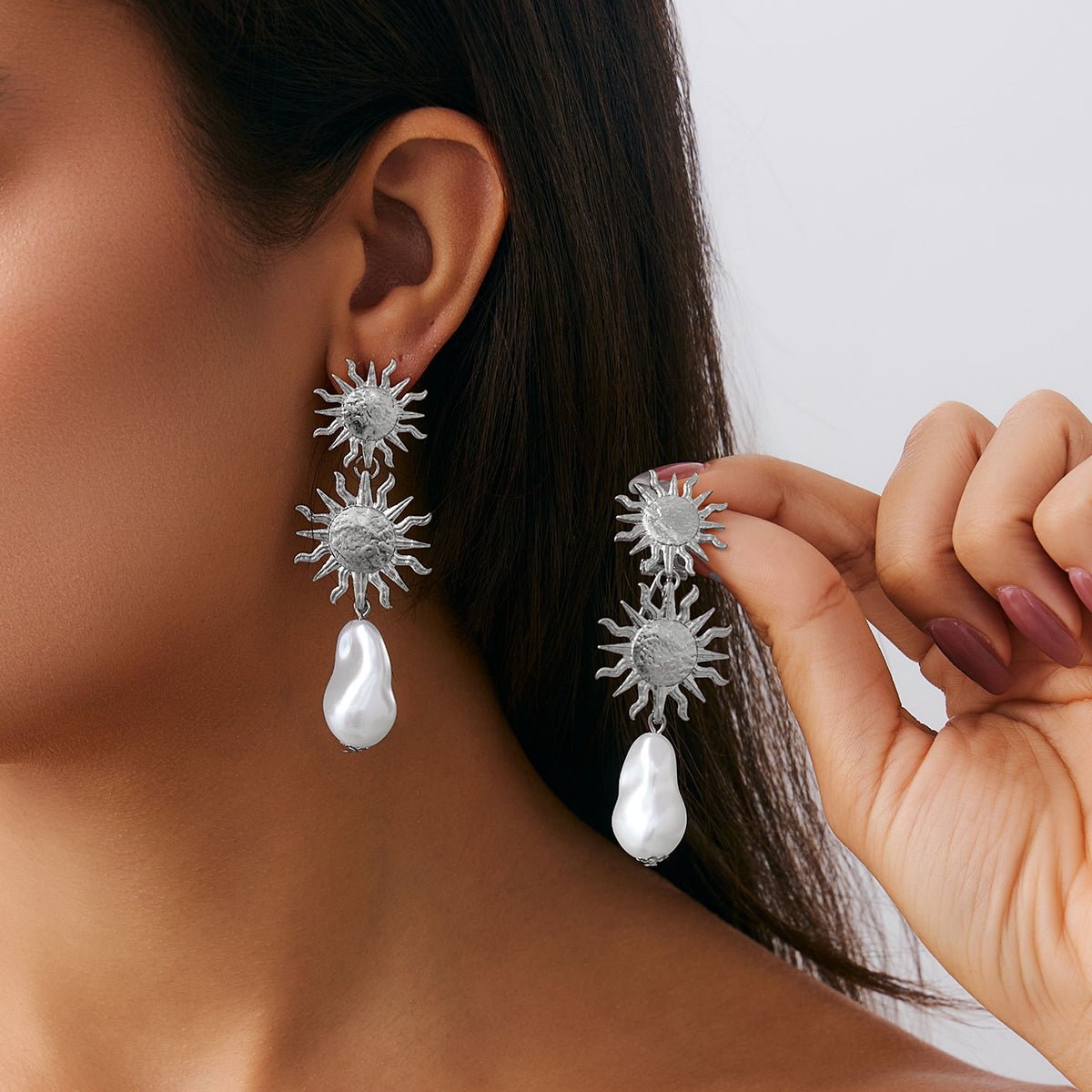 Bohemia Dangling Sun Pearl Earrings - ArtGalleryZen