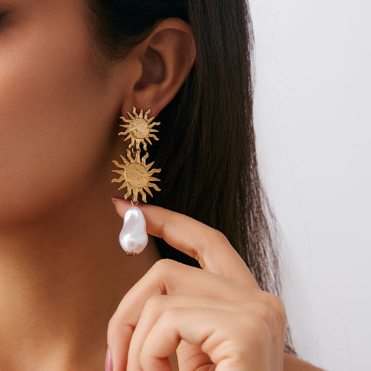 Bohemia Dangling Sun Pearl Earrings - ArtGalleryZen