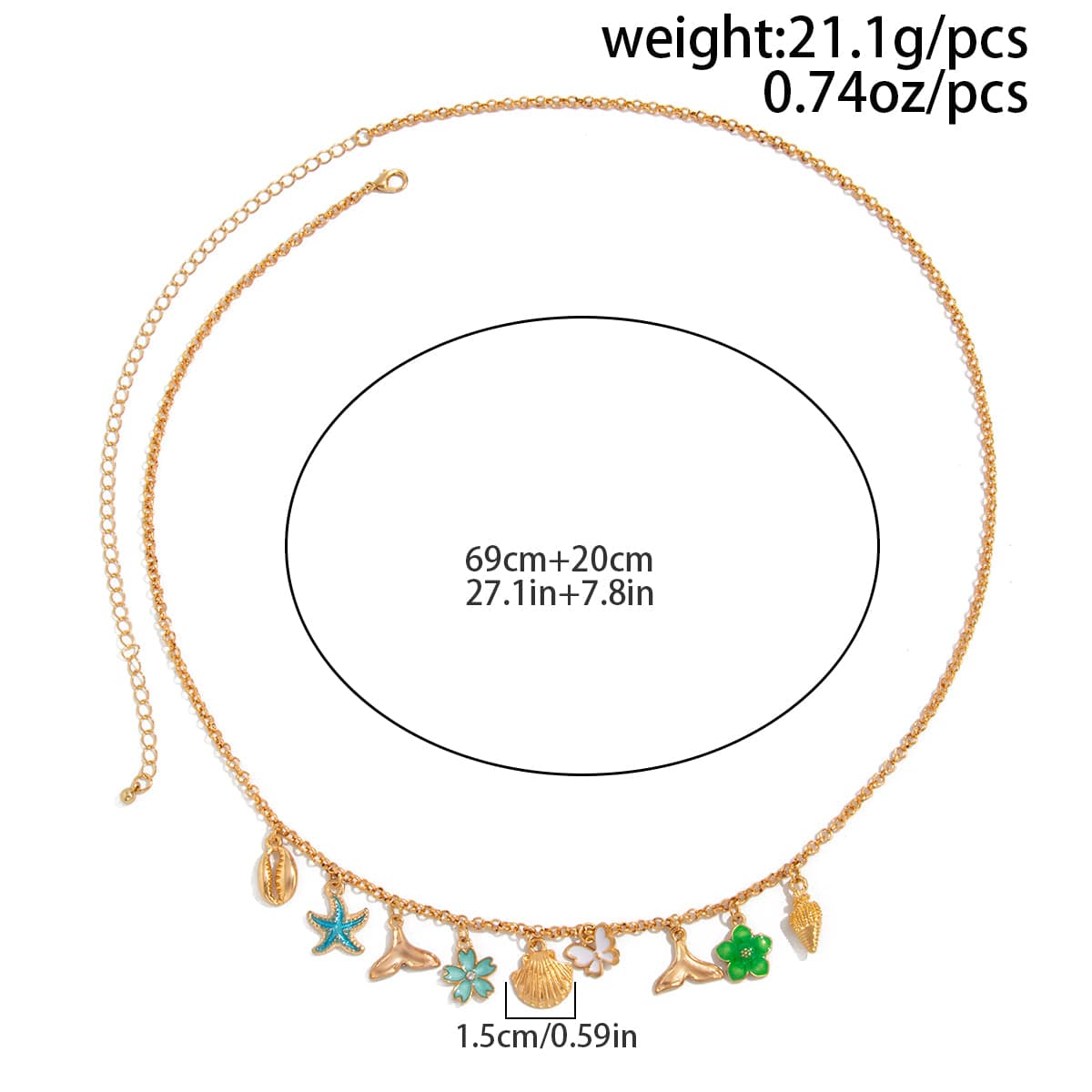 Bohemia Enamel Bow Flower Starfish Tassel Belly Chain - ArtGalleryZen