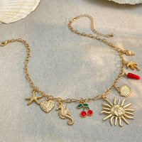 Thumbnail for Bohemia Enamel Cherry Sun Starfish Heart Tassel Necklace - ArtGalleryZen