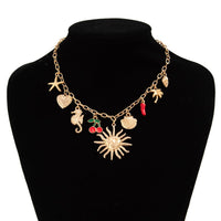 Thumbnail for Bohemia Enamel Cherry Sun Starfish Heart Tassel Necklace