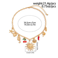 Thumbnail for Bohemia Enamel Cherry Sun Starfish Heart Tassel Necklace