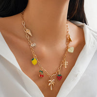 Thumbnail for Bohemia Enamel Fruit Coconut Tree Heart Charm Necklace - ArtGalleryZen
