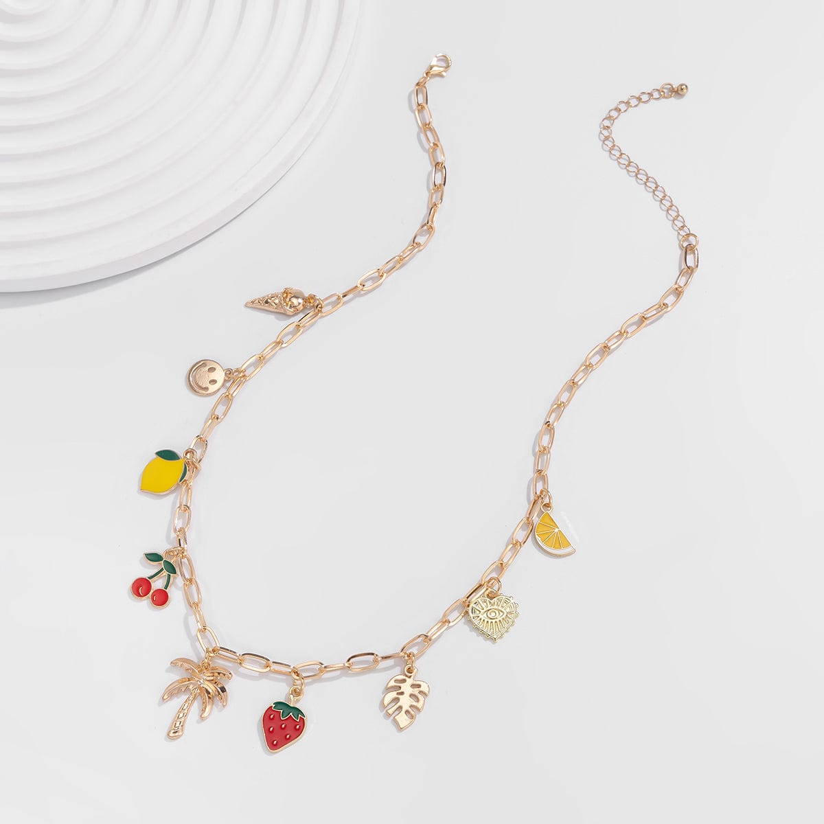 Bohemia Enamel Fruit Coconut Tree Heart Charm Necklace - ArtGalleryZen