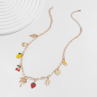 Thumbnail for Bohemia Enamel Fruit Coconut Tree Heart Charm Necklace - ArtGalleryZen