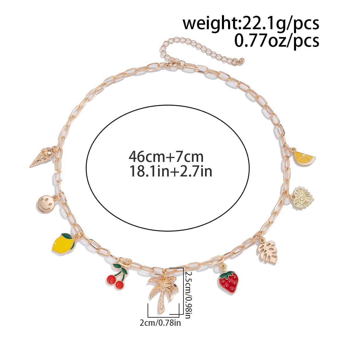 Bohemia Enamel Fruit Coconut Tree Heart Charm Necklace - ArtGalleryZen