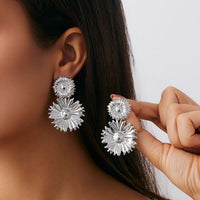 Thumbnail for Bohemia Gold Silver Plated Sunflower Dangle Earrings - ArtGalleryZen