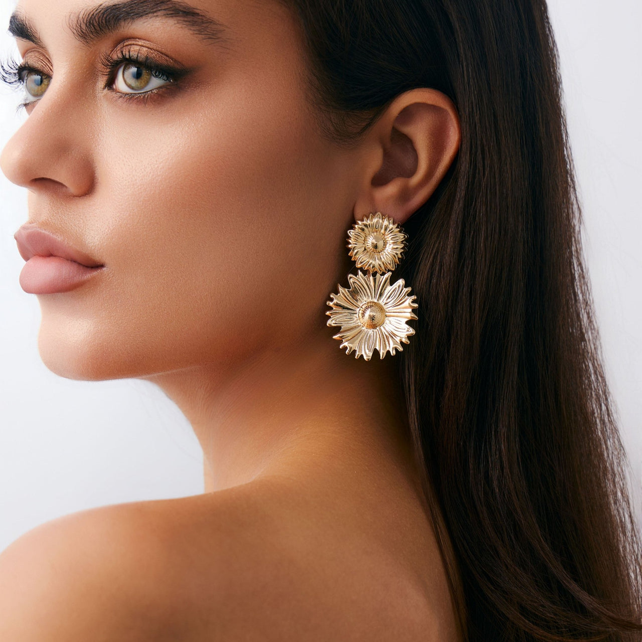 Bohemia Gold Silver Plated Sunflower Dangle Earrings - ArtGalleryZen