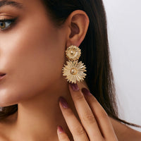 Thumbnail for Bohemia Gold Silver Plated Sunflower Dangle Earrings - ArtGalleryZen