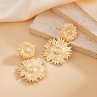 Thumbnail for Bohemia Gold Silver Plated Sunflower Dangle Earrings - ArtGalleryZen