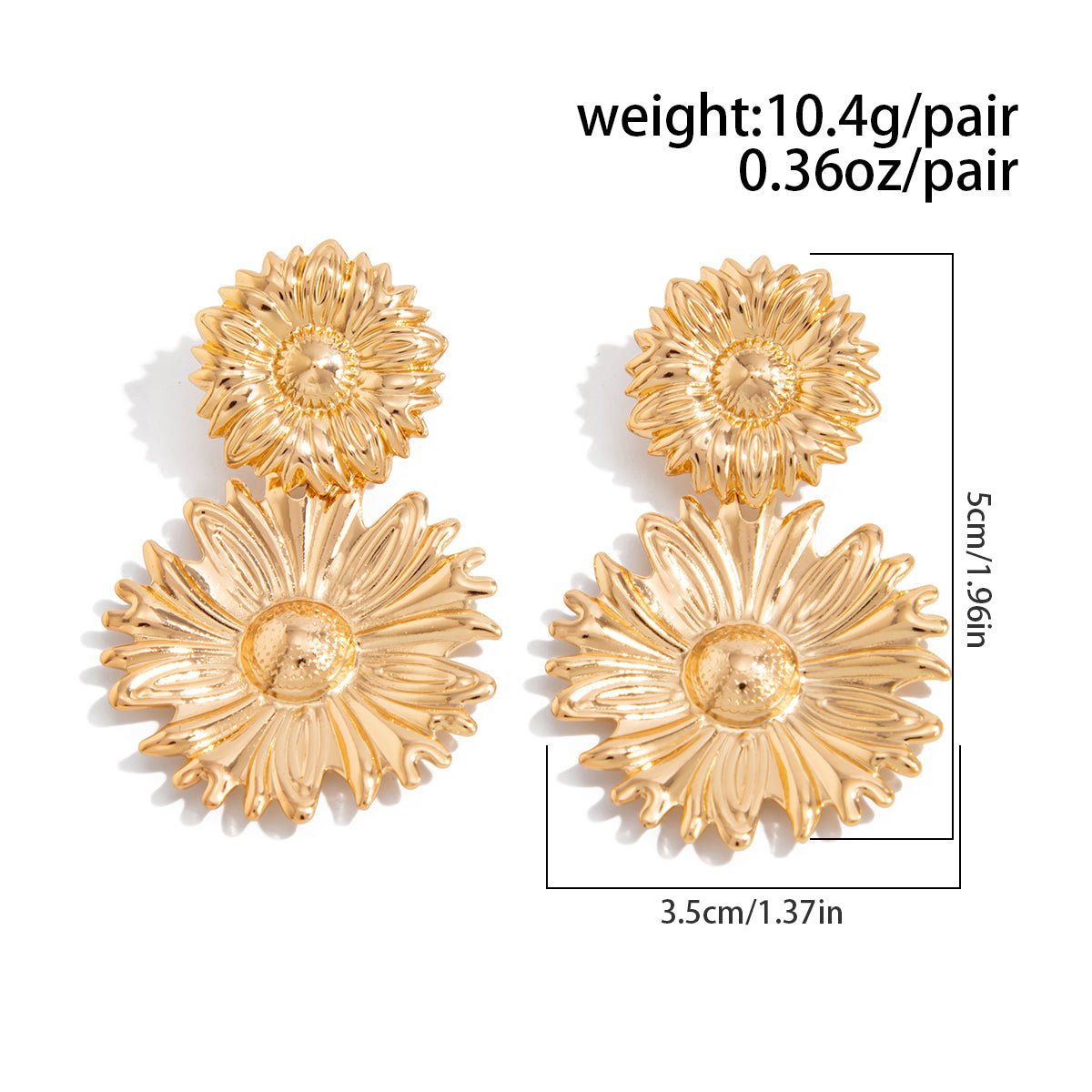 Bohemia Gold Silver Plated Sunflower Dangle Earrings - ArtGalleryZen