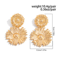 Thumbnail for Bohemia Gold Silver Plated Sunflower Dangle Earrings - ArtGalleryZen