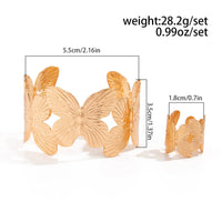 Thumbnail for Bohemia Gold Silver Tone Butterfly Open Ring Bangle Bracelet Set