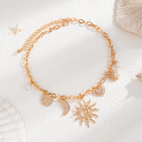 Thumbnail for Bohemia Gold Tone Sun Moon Heart Pearl Pendant Necklace - ArtGalleryZen