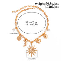 Thumbnail for Bohemia Gold Tone Sun Moon Heart Pearl Pendant Necklace - ArtGalleryZen