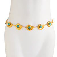 Thumbnail for Bohemia Gold Tone Turquoise Inlaid Conch Waist Chain - ArtGalleryZen