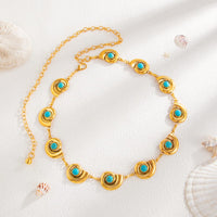 Thumbnail for Bohemia Gold Tone Turquoise Inlaid Conch Waist Chain - ArtGalleryZen