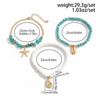 Thumbnail for Bohemia Layered Conch Shell Starfish Charm Turquoise Anklet Set