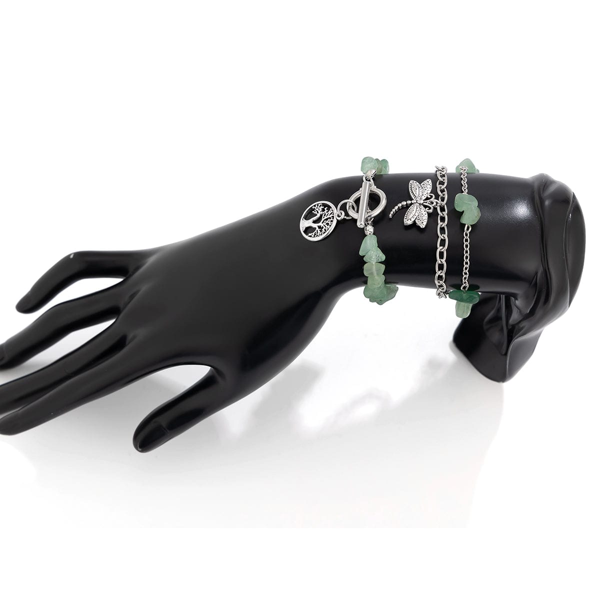 Bohemia Layered Dragonfly Tree Charm Turquoise Stone Bracelet Set - ArtGalleryZen