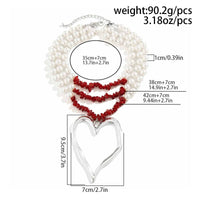 Thumbnail for Bohemia Layered Turquoise Pearl Chain Heart Pendant Choker Necklace - ArtGalleryZen