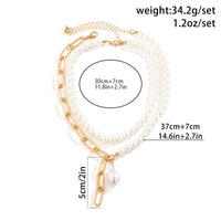 Thumbnail for Bohemia Layered Paperclip Pearl Chain Choker Necklace Set - ArtGalleryZen