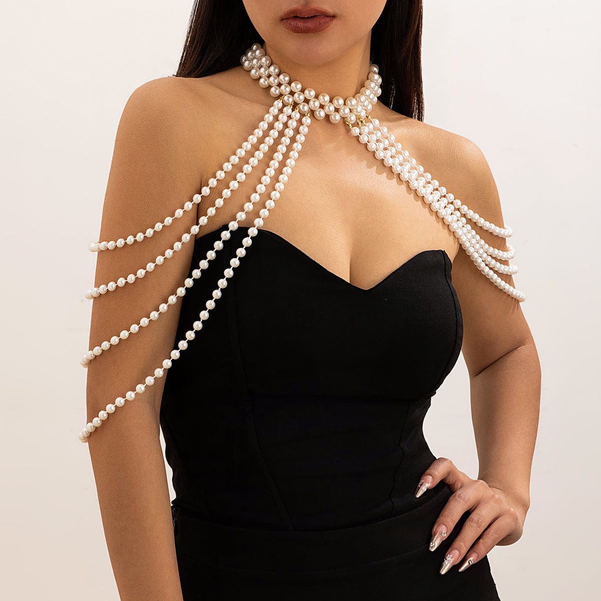 Bohemia Layered Pearl Chain Shoulder Necklace