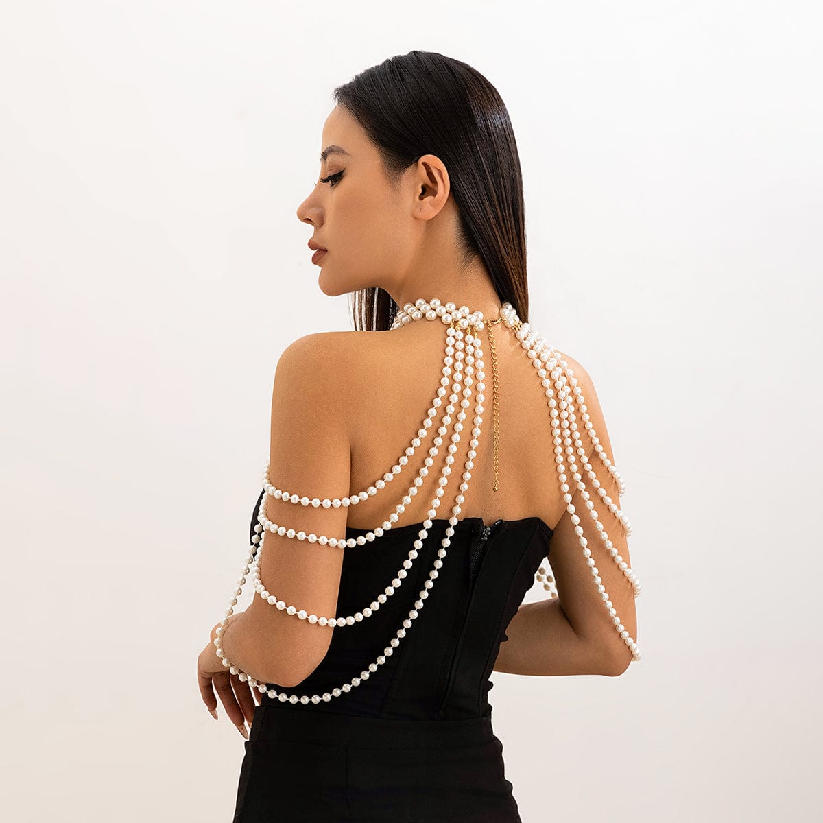 Bohemia Layered Pearl Chain Shoulder Necklace