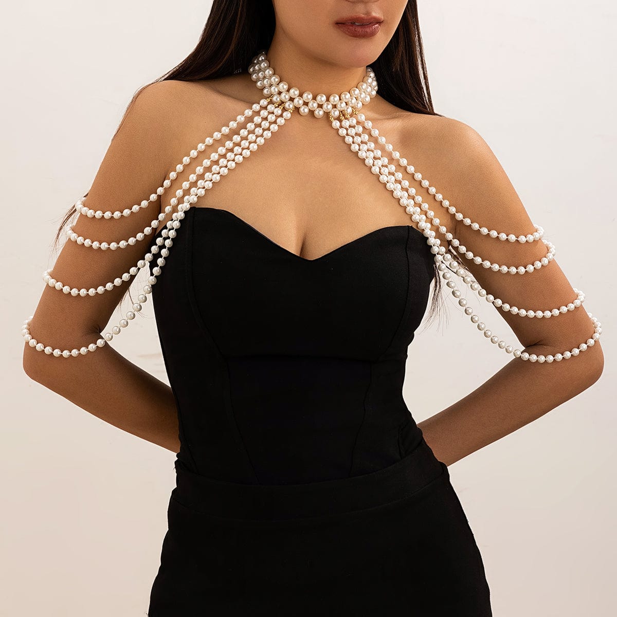 Bohemia Layered Pearl Chain Shoulder Necklace