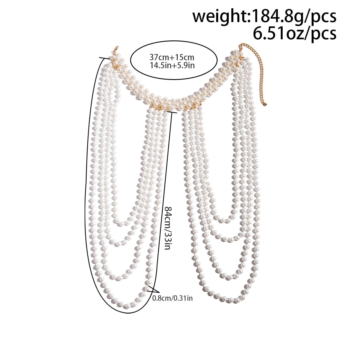 Bohemia Layered Pearl Chain Shoulder Necklace