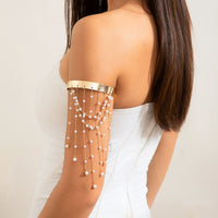 Thumbnail for Bohemia Layered Pearl Chain Tassel Arm Cuff