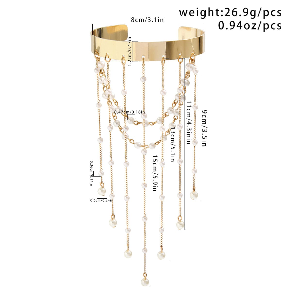 Bohemia Layered Pearl Chain Tassel Arm Cuff