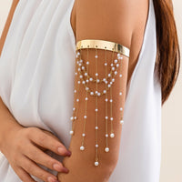 Thumbnail for Bohemia Layered Pearl Chain Tassel Arm Cuff