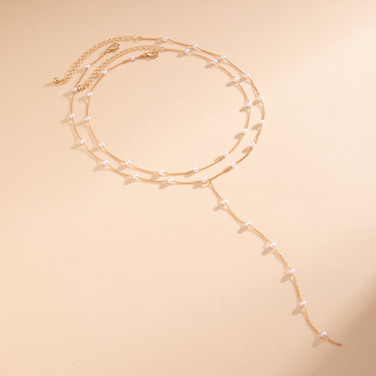 Bohemia Layered Pearl Chain Y Necklace Set - ArtGalleryZen