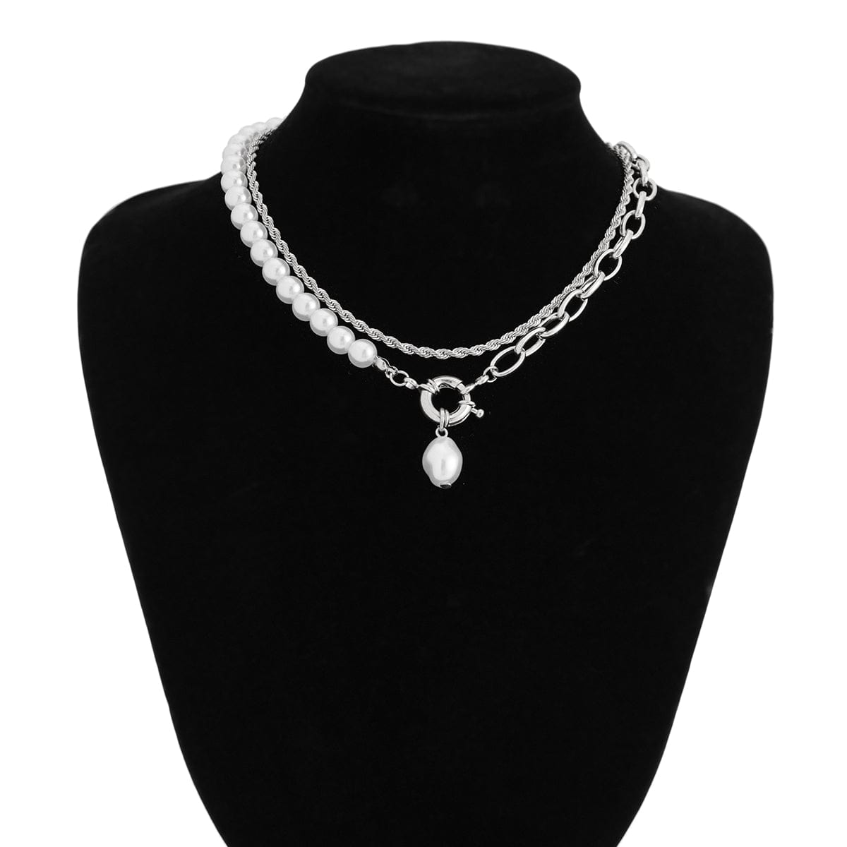 Bohemia Layered Pearl Charm Rope Chain Necklace Set