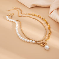 Thumbnail for Bohemia Layered Pearl Charm Rope Chain Necklace Set