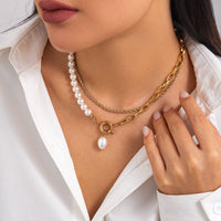 Thumbnail for Bohemia Layered Pearl Charm Rope Chain Necklace Set