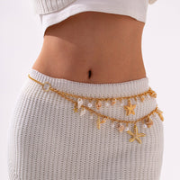 Thumbnail for Bohemia Layered Pearl Conch Starfish Charm Waist Chain - ArtGalleryZen