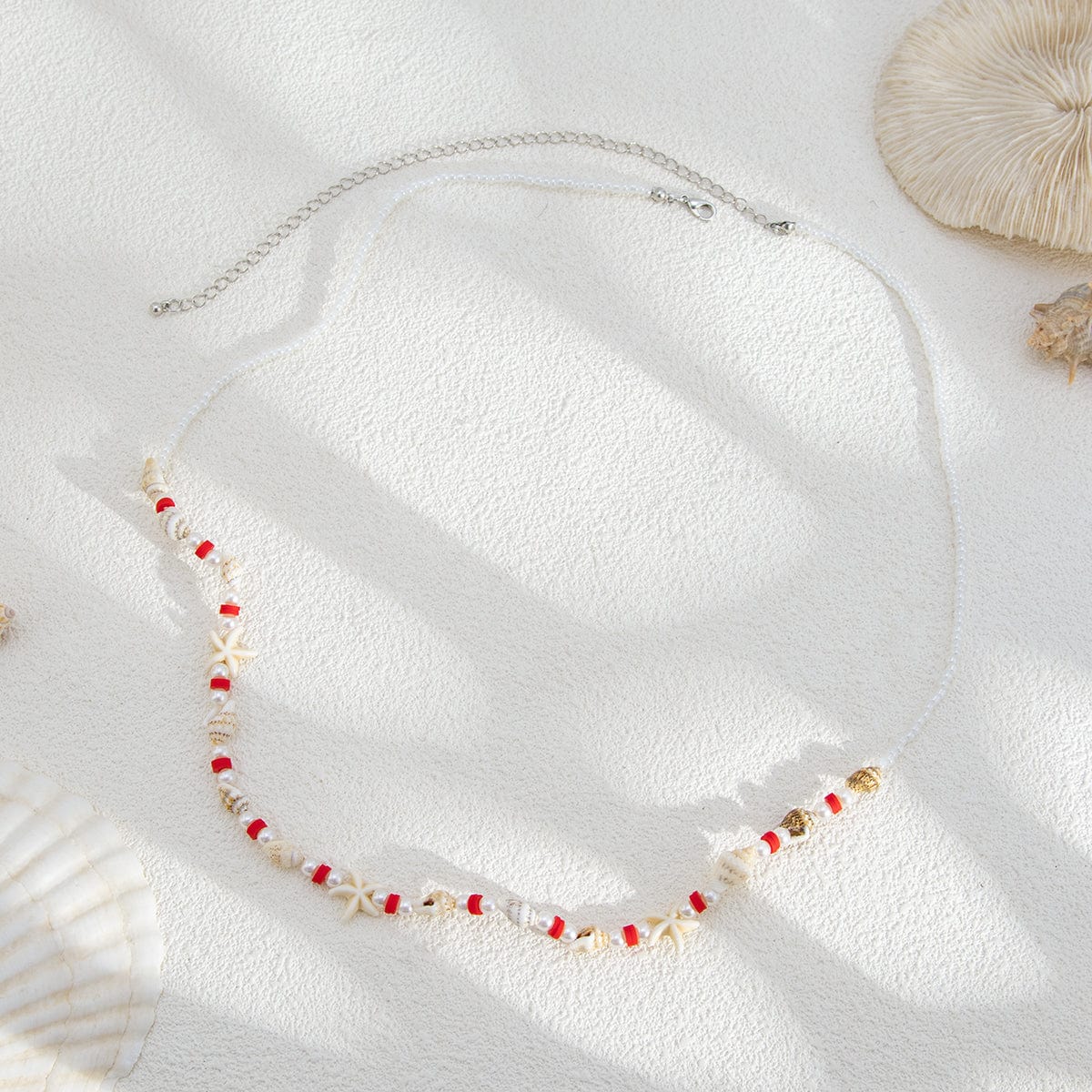 Bohemia Layered Pearl Conch Starfish Charm Waist Chain