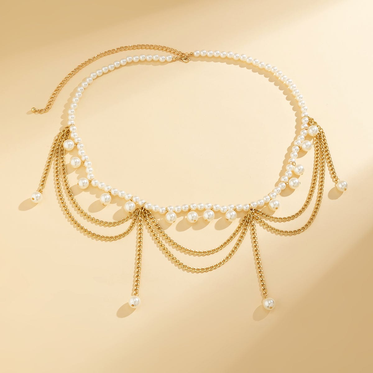 Bohemia Layered Pearl Tassel Curb Waist Chain - ArtGalleryZen