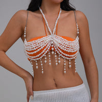 Thumbnail for Bohemia Layered Pearl Tassel Halter Top Backless Body Chain Bra - ArtGalleryZen