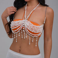 Thumbnail for Bohemia Layered Pearl Tassel Halter Top Backless Body Chain Bra - ArtGalleryZen