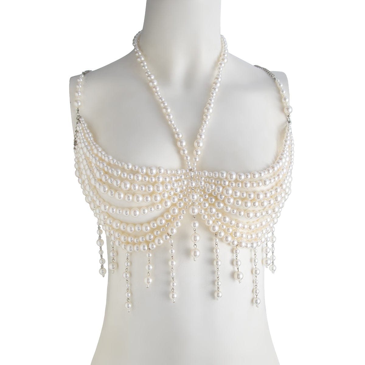 Bohemia Layered Pearl Tassel Halter Top Backless Body Chain Bra - ArtGalleryZen