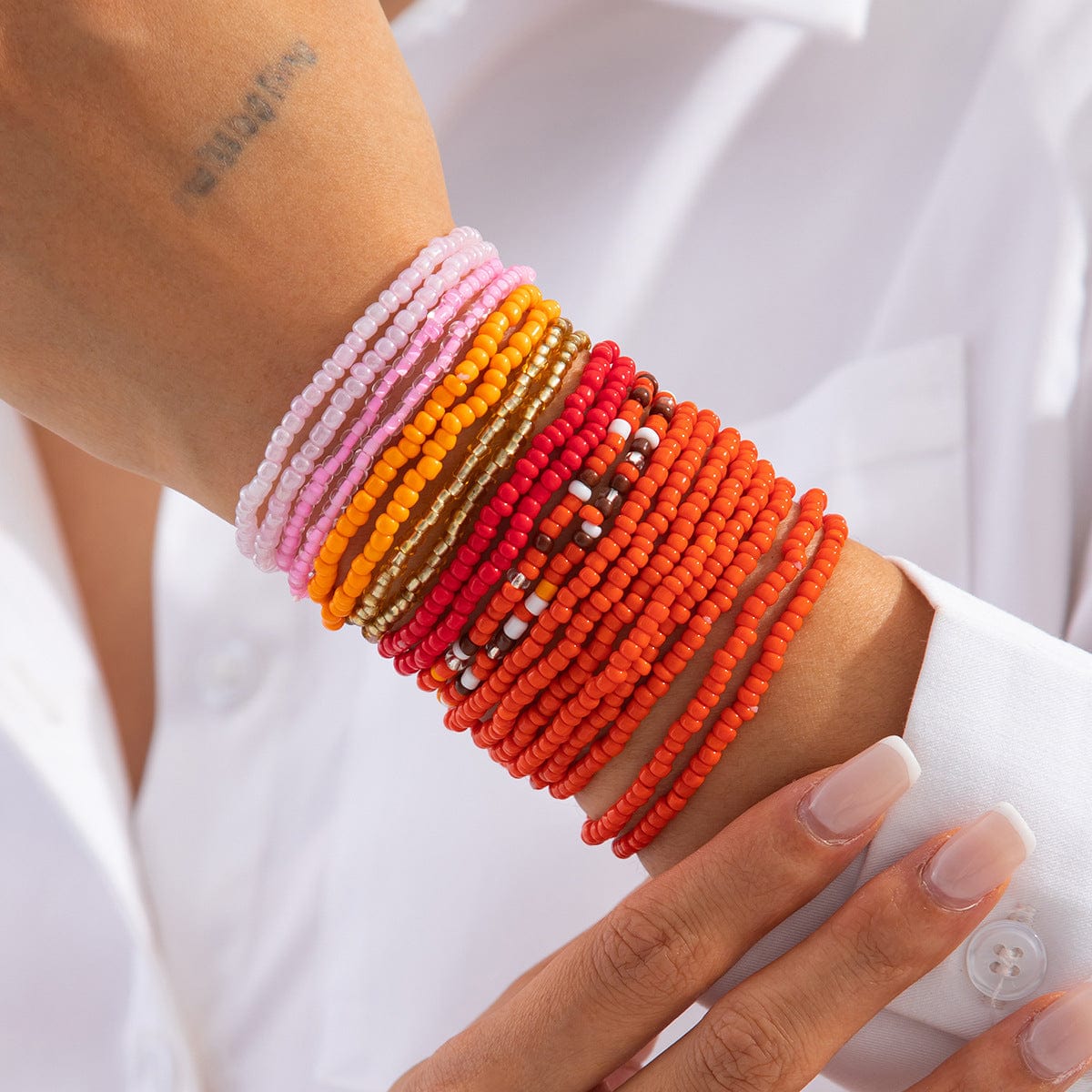 Bohemia Layered Seed Beaded Bracelet Set - ArtGalleryZen