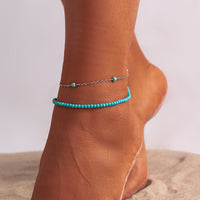 Thumbnail for Bohemia Layered Seed Beaded Turquoise Anklet Set - ArtGalleryZen