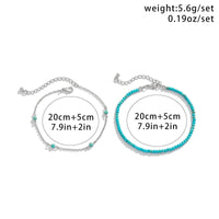 Thumbnail for Bohemia Layered Seed Beaded Turquoise Anklet Set - ArtGalleryZen