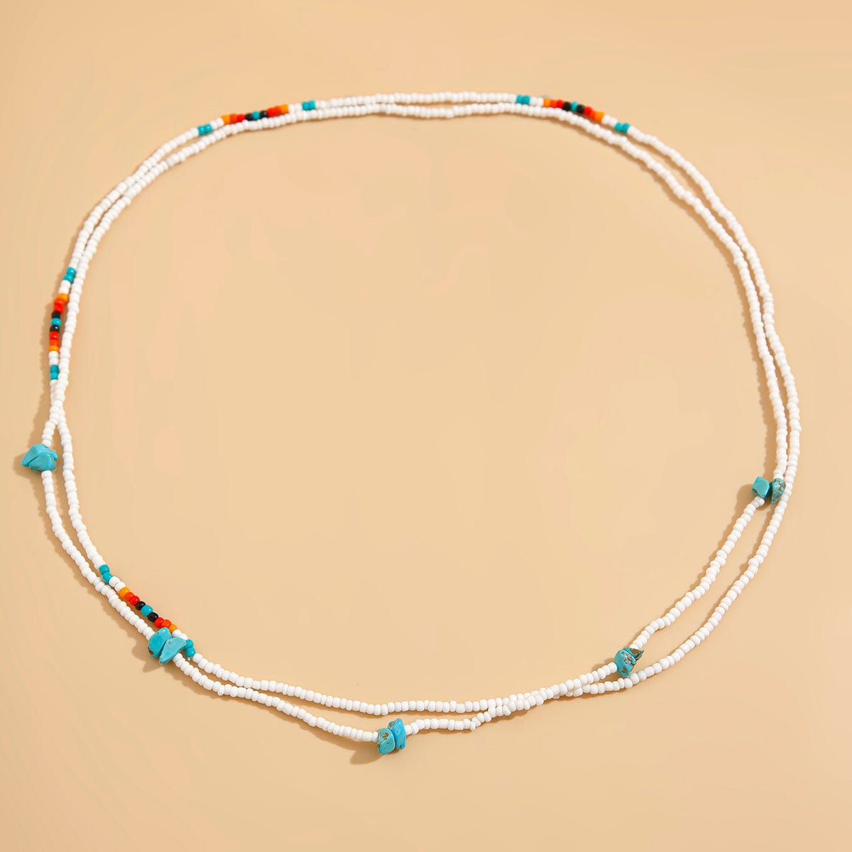 Bohemia Layered Seed Beaded Turquoise Belly Chain Set