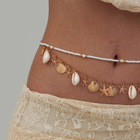 Thumbnail for Bohemia Layered Shell Starfish Charm Seed Beaded Belly Chain Set - ArtGalleryZen