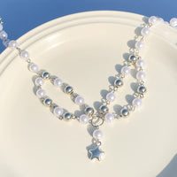 Thumbnail for Bohemia Layered Star Pendant Two Tone Pearl Chain Necklace